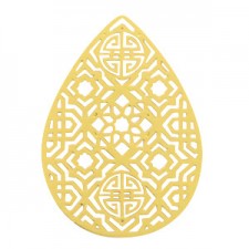 Metal Bohemian pendant Drop 42x30mm Gold
